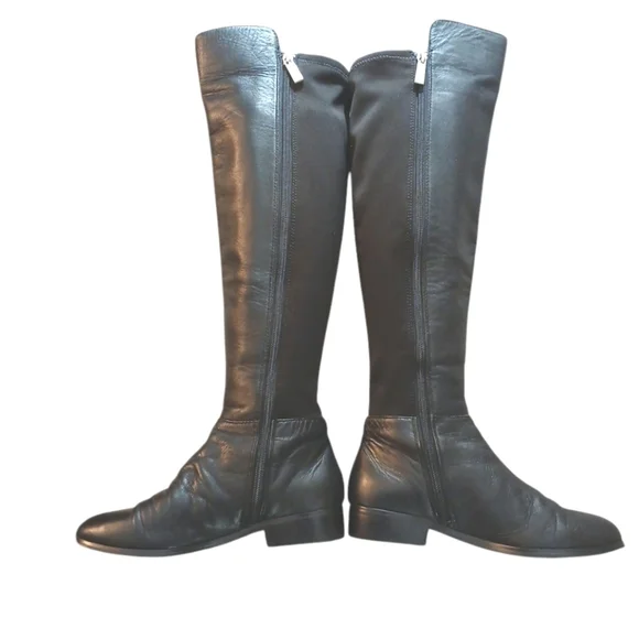 Michael Kors Bromley Black Riding Boots Women’s Knee High Leather Boots … - Picture 2 of 11